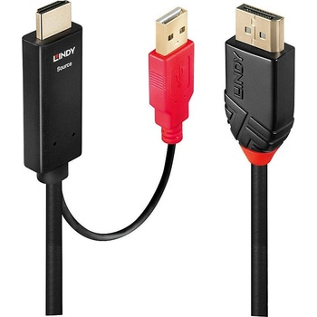 Lindy 41426 адаптер за видео кабел 2 м HDMI + USB DisplayPort Черен, Червен (41426) (41426)