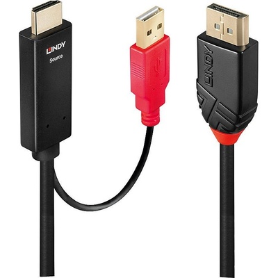 Lindy 41426 адаптер за видео кабел 2 м HDMI + USB DisplayPort Черен, Червен (41426)