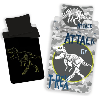Jerry Fabrics obliečky T-REX svietiaci efekt 140x200 70x90