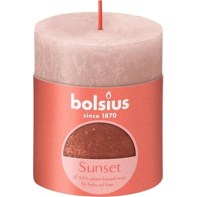 Bolsius Rustikální růžovo jantarová 8 cm