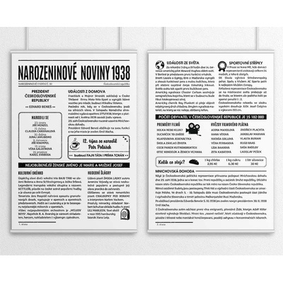 Narozeninové noviny rok 1938 - dvoustranné