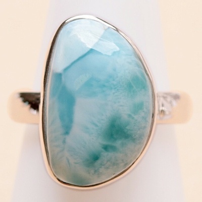 Nefertitis Larimar prsten stříbro LOT404
