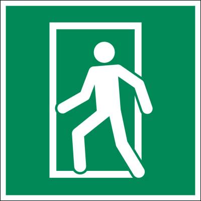 Záchranná značka „Východ pre vedľajšie únikové cesty“, ISO 7010, plast, LN, 150x150 mm, BJ= 5 ks