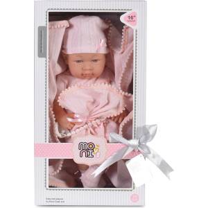 Moni Реалистична кукла бебе Moni Toys - 41 сm, с розово одеяло (108312)