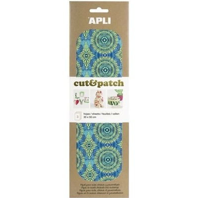 APLI Cut&Patch papír 30 x 50 cm - Zeleno-modrý motiv 3 ks