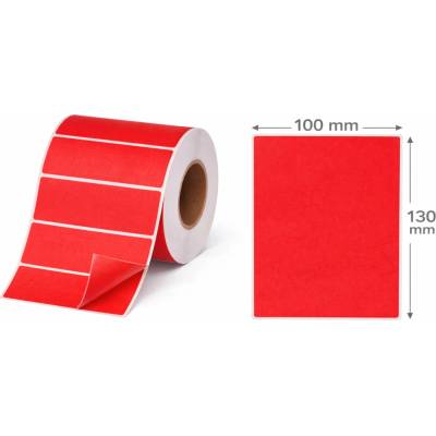 Termo Etiketa 100 mm x 130 mm, Thermo eco, Červená, Dutinka 25 mm, 1000 ks/kotúč, Permanentné lepidlo