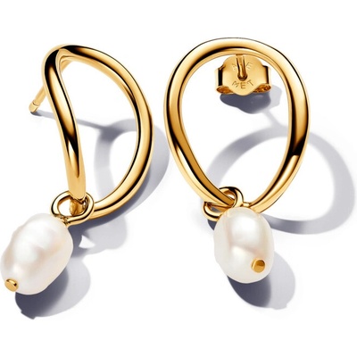 Pandora Pozlátené náušnice s perlou Essence Shine 263281C01