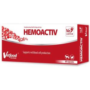 VetFood HemoActiv - хранителна добавка за кучета и котки с недостиг на жeлязо, страдащи от анемия, 60 капсули - Полша