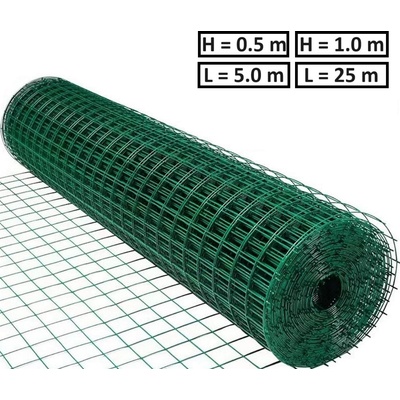 NIKA Електрозаварена мрежа HOBBY FENCE с PVC покритие, 12.7 x 12.7 мм. , ø 0.9 мм. , зелен цвят (RO 81987)