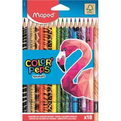 Maped Комплект цветни моливи, триъгълни, MAPED "ColorPeps Animal", 18 различни цвята 832218FC (832218FC)