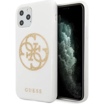 GUESS iPhone 11 Pro Max White Hard Case Glitter 4G Circle Logo (GUHCN65TPUWHGLG)