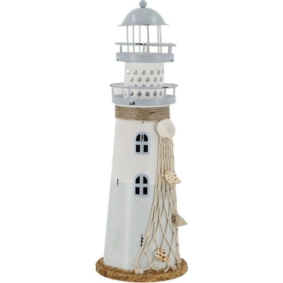 Chic Antique Svítící dekorace LED Lighthouse 28,5 cm, modrá barva, kov