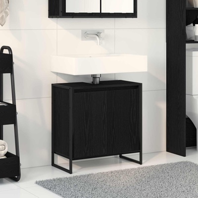 vidaXL Шкаф за баня с врата Черния дъб 60 x 30 x 60 cm Инженерно дърво (886486)