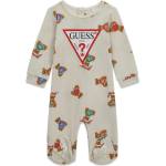 Guess Бебешки памучен гащеризон с мечета Guess Bear - Бежов меланж