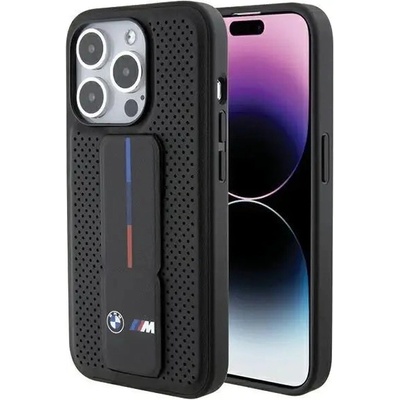 BMW Кейс BMW Grip Stand Smooth & Perforated за iPhone 15 Pro, черен (BMW000739-0)