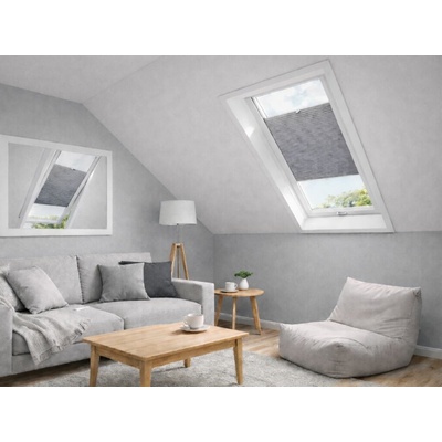 Zebra-shop Plissé Pro Střešní Okno Velux MK 06 Sv.šedá/ Bílá PM04