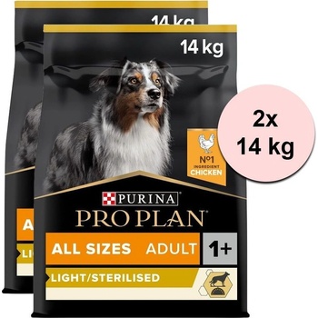 Pro Plan All Sizes Adult Light Sterilised kuře 2 x 14 kg