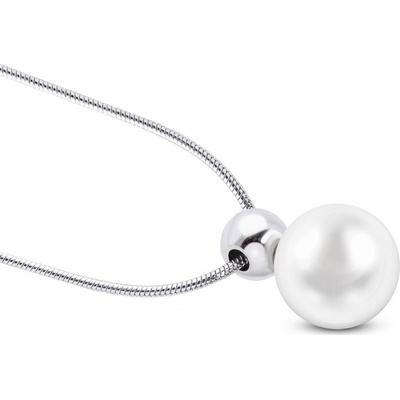 Biju Řetízek z chirurgické oceli lanko s přívěskem, bílá perla 3001825