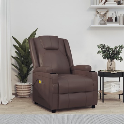 vidaXL Електрически стол, кафяв, изкуствена кожа (342714)