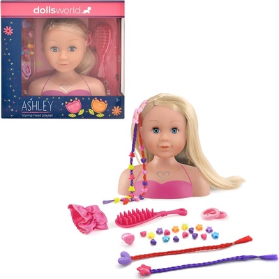 Dolls World Česací hlava Ashley blondýnka 21 cm