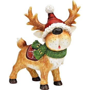 WURM Коледна украса лос с шапка, полирезин, кафяв 20x12x26см (2120)