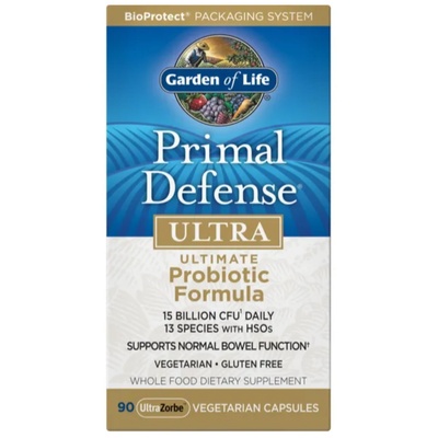 Garden of Life Primal Defense Ultra, Пробиотици, 15 милиарда CFU, 13 пробиотични щама, 90 капсули