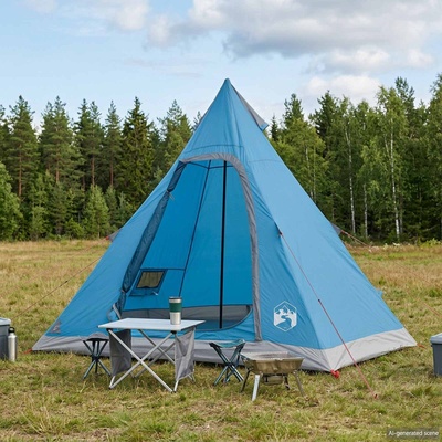 vidaXL 3 души Синьо 185T полиестер с PU покритие (42042207)