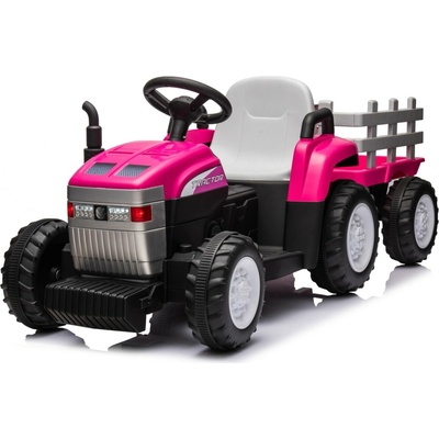 Mamido Farm Dětský elektrický traktor s vlečkou 24V 2x45W EVA kola růžová