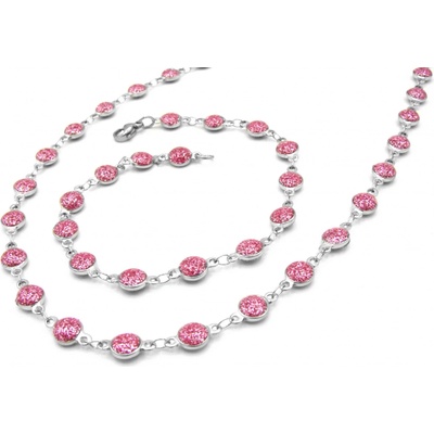Steel Jewelry set náhrdelník a náramek růžový z chirurgické oceli SET220158 – Zboží Dáma