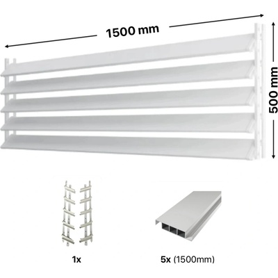 Hahn Holz Set pro venkovní žaluzie z hliníku RAL 9003 (bílá): V:500mm, Š:1500mm