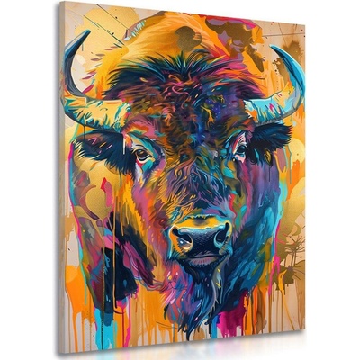 Obraz buvol s imitací malby - 40x60