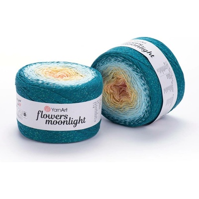 Yarn Art Příze Flowers Moonlight 3270 meruňková, žlutá, ledově tyrkysová, tmavě zelená