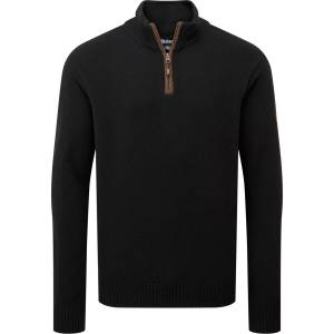 Sherpa Мъжки вълнен пуловер Sherpa Kantega Quarter Zip Sweat Merino jumper - True Black (005-2719-1112)