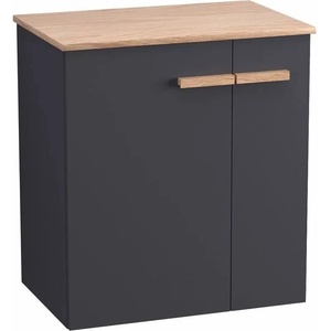 Krofam Комплект черни стенни шкафове Krofam e-L_WOOD 59 см, кафяв плот Krofam 61 см и мивка (139-0207+139-0054+137-0503)