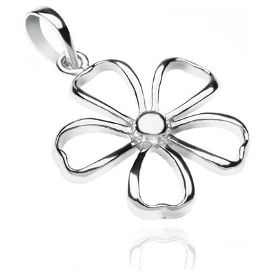 Šperky eshop Přívěsek ze stříbra 925 lesklý obrys květu X43.1