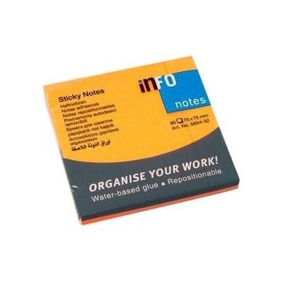 ЛИСТЧЕТА СЗЛ info notes 75/75ММ 80Л НЕОН ОРЖ