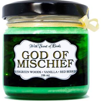 With Scent of Books Ароматна свещ Отмъстителите - Бог на Измамата, 106 ml (GOD OF MISCHIEF 106 ml)