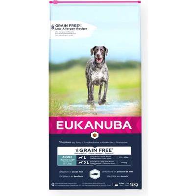 EUKANUBA Grain Free Large Breed Храна за кучета, суха, за големи породи, без зърно, 12 kg