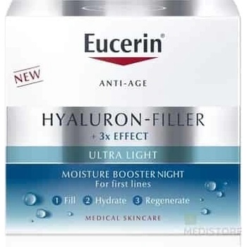 Eucerin Hyaluron 3 x effect Nočný Hydratačný Booster anti-age ultra ľahký 50 ml