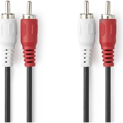 Nedis CAGL24200BK50 стерео аудио кабел, 2 X RCA щепсел - 2 X RCA щепсел, дължина 5 m (CAGL24200BK50)