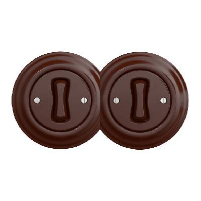 - Двоен ретро еднополюсен ключ с рамка №1, кафяв (KA0035A)