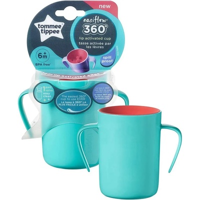 Tommee Tippee Неразливаща се преходна чаша 360° с дръжки 200мл, 6м+, СИНЯ (TT.0142)