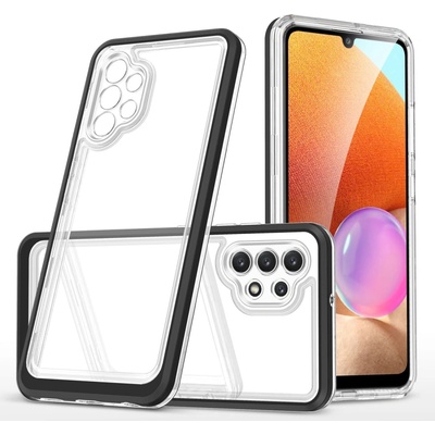 HQWear Прозрачен кейс 3в1 за Samsung Galaxy A32 5G с гел рамка, черен (9145576242698)
