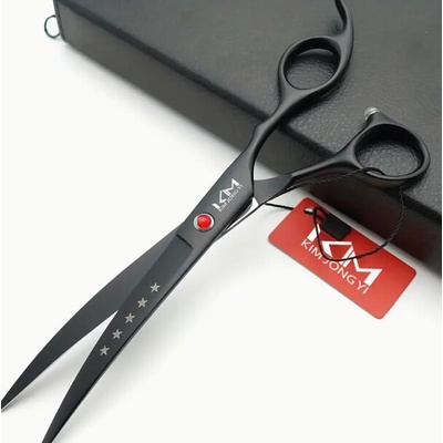 KM Dog Grooming Scissors Stainles Steel nerezová ocel 20 cm černá, profesionální zahnuté nůžky – Zbozi.Blesk.cz