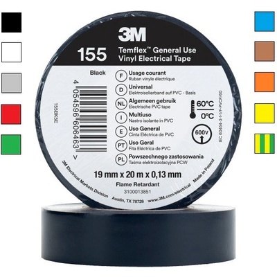 3M Temflex 155 Elektroizolační páska, tl. 0, 13 mm, 19 mm x 20 m 19 mm x 20 m bílá/white (7100184742)