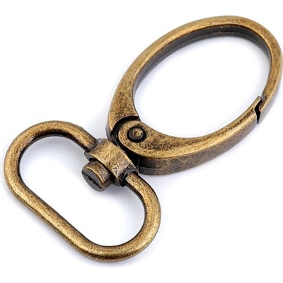 Kovová karabina otočná, průvlek 25 mm staromosaz 2ks – Zboží Dáma