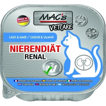 MAC's Mac’s VetCare Cat Adult GRAIN FREE, пастет за пораснали котки, БЕЗ ЗЪРНО, с бъбречни проблеми, с пиле и сьомга, 85 гр - Германия - 583VE