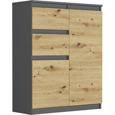 Framire Komoda se skříňkami a zásuvkami Antracit Mix Artisan 80 x 40 x 98 cm (Modern S2)