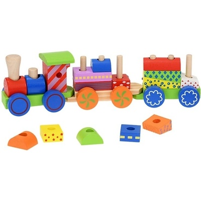 Mikro Trading Vlak/Vláček + 2 vagóny 2 Play s kostkami tahací 34cm