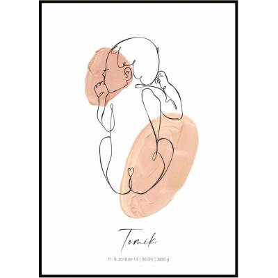 Jen tak z lásky Plakát Miminko s údaji o narození Rozměr plakátu: 30 x 40 cm, Varianta: Na bříšku v uměleckém